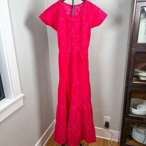 Akkriti Hot Pink Embellished Tiered Maxi Dress 100% Cotton XXL